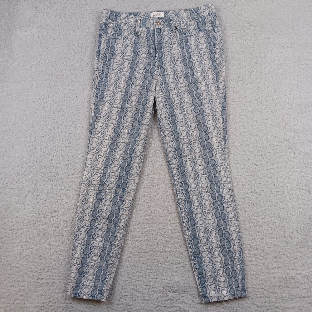 Nicole Miller Jeans Soho High Rise Skinny Women 10 Blue Snakeskin Print